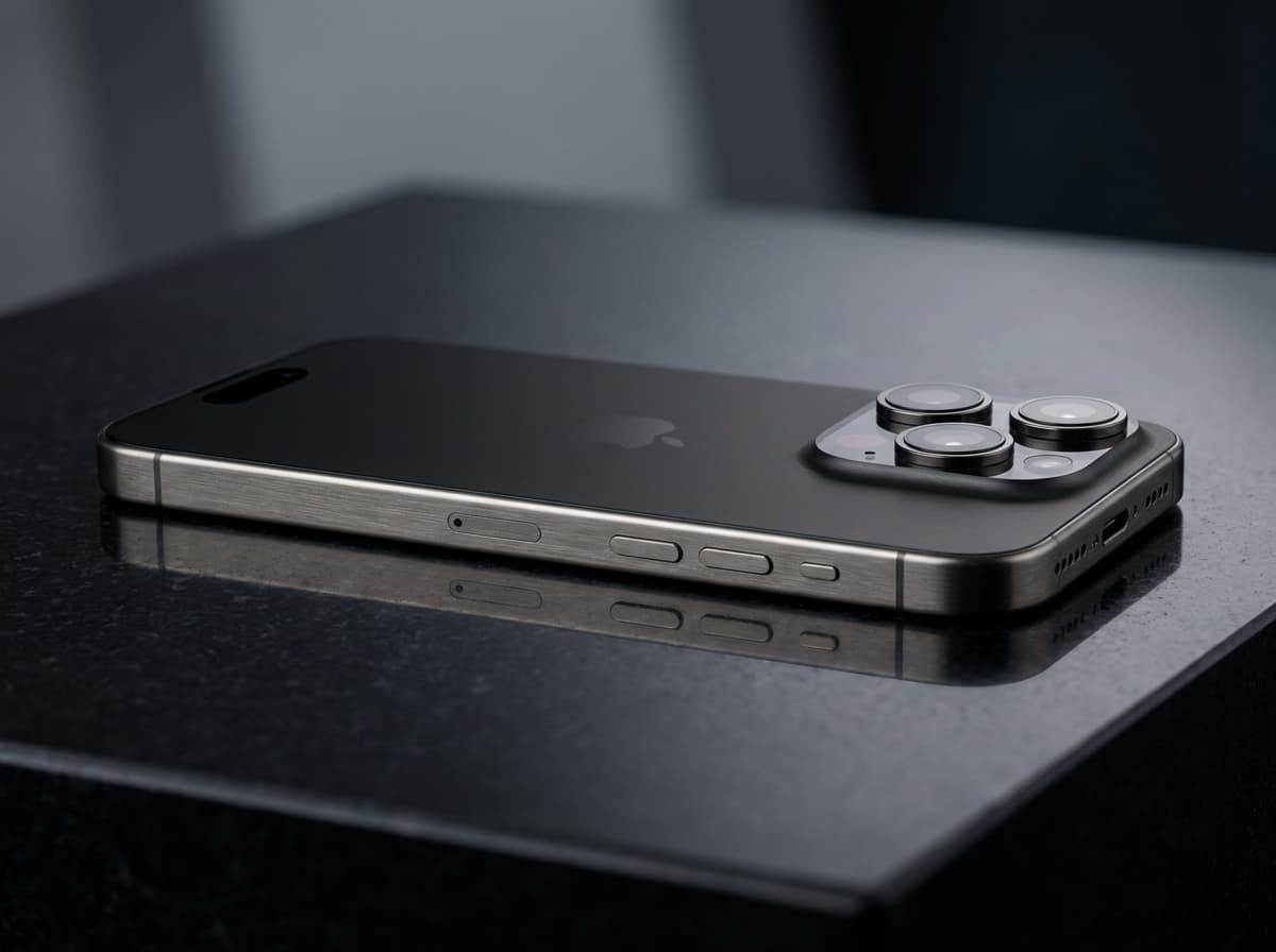 iPhone 15 Pro შავი ტიტანის კორპუსით